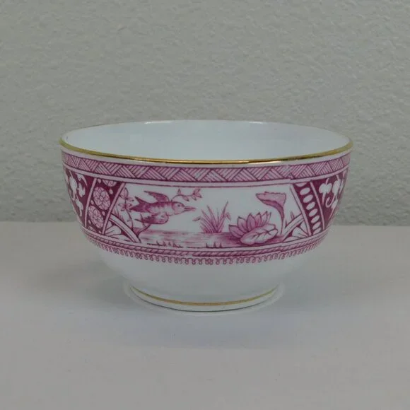 Meigh Forester Congo Fine China White Pink Gold Trim Round Bowl 4 1/8" Antique - Picture 1 of 9